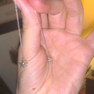 Elegant Silver Star Drop Earrings sterling silver flail